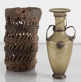 Roman glass amphora and basket