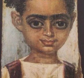 Realistic Fayum portrait showing a little girl