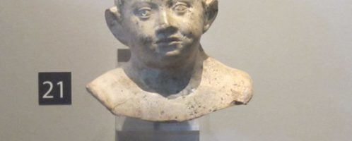 A small Roman bust of a child