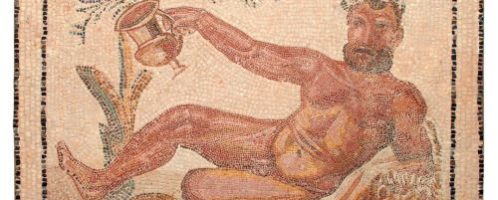 Roman mosaic with image of naked Hercules