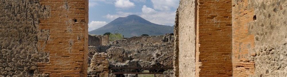 View of Mount Vesuvius in Pompeii