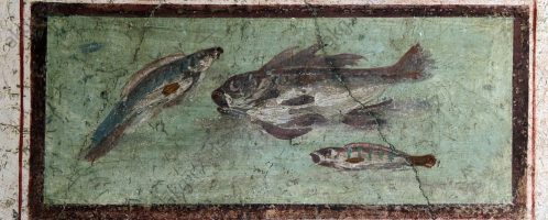 Pompeian fresco depicting fish