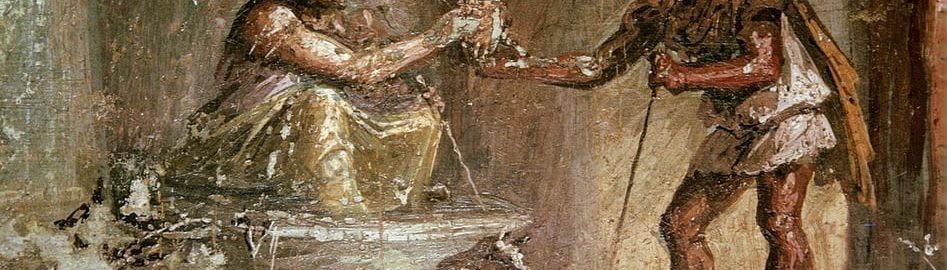 Rzymski fresk ukazujący kobietę podającą napój