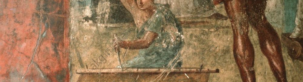 Roman fresco depicting a carpenter at work