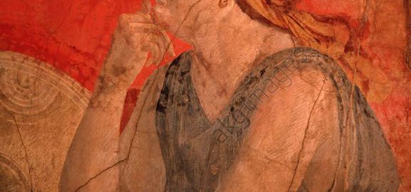 Roman fresco depicting a pensive woman