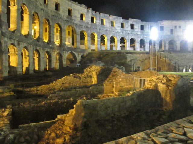 The interior of the amphitheater in Pula