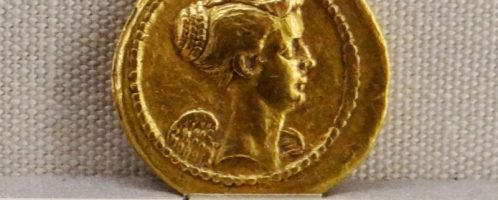 Coin from the collection at the Museo Palazzo Massimo in Rome, showing Fulvia