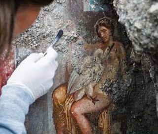A fresco showing Leda with a swan was discovered