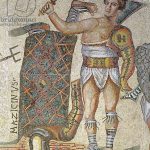 Mosaic showing the winning and losing gladiator