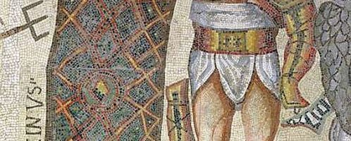 Mozaika ukazująca zwycięskiego i przegranego gladiatora