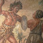 Mosaic showing the clash between Bacchus and the Indians