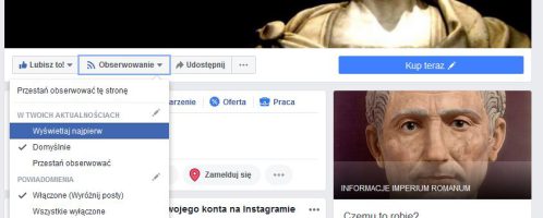 Nie widzisz wpisów IMPERIUM ROMANUM na Facebook'u?