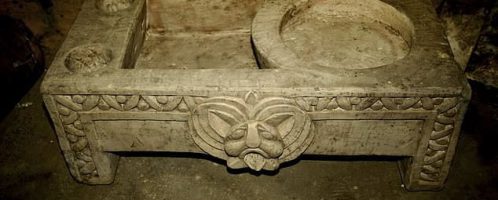 A large Roman bathtub found in a chamber used for religious practice in  the ancient Egyptian capital Memphis