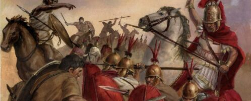 Clash of the Numidian cavalry with the Romans