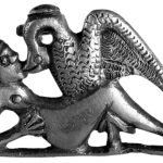 Silver brooch with a swan and Leda