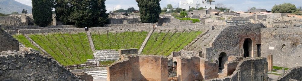 Ruins of large theatre in Pompeii