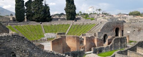 Ruins of large theatre in Pompeii