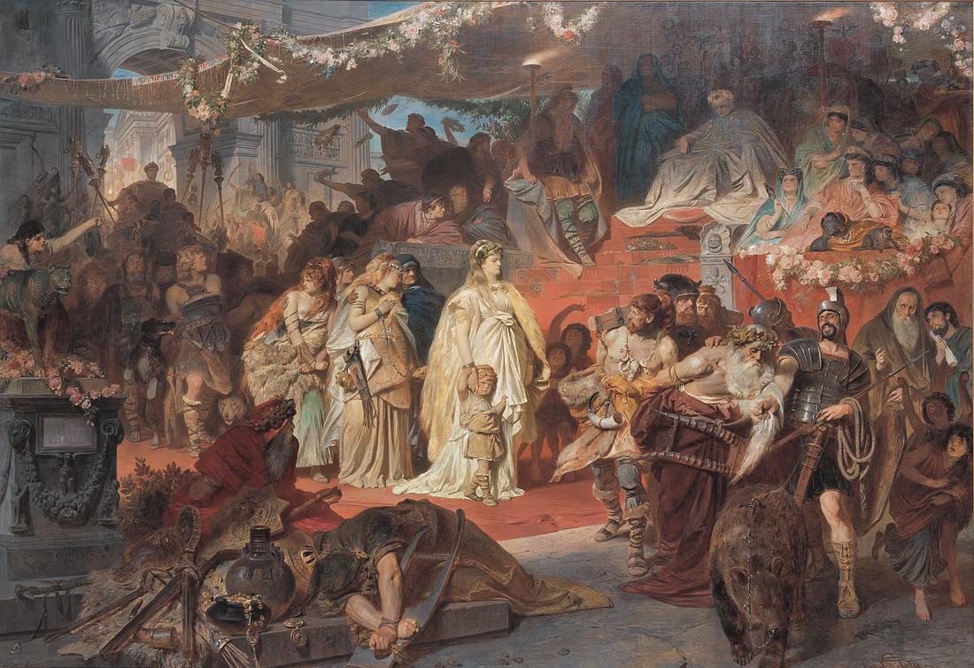 Tusneld in the triumphal procession of Germanicus