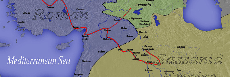 Mapa ukazująca ruchy wojsk Juliana