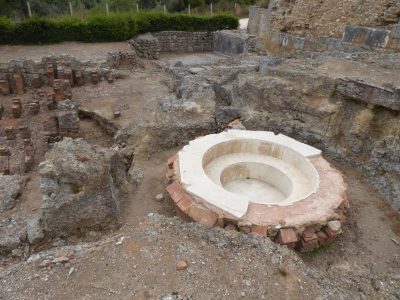 Partially reconstructed swimming pool in Conimbriga