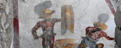 In Pompeii, a fresco depicting the fight of gladiators was discovered