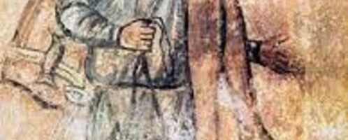 Fresco depicting a slave carrying his master's pants