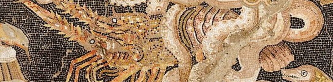 Roman mosaic showing the fight between octopus and cancer