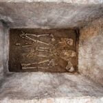 Roman skeletons inside the family tomb