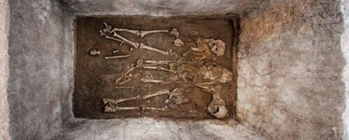 Roman skeletons inside the family tomb