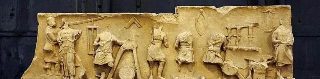 Roman frieze showing carpenters at work