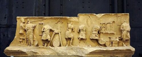 Roman frieze showing carpenters at work