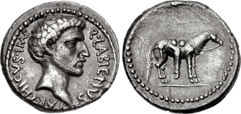Quintus Labienus on the coin from 40 BCE