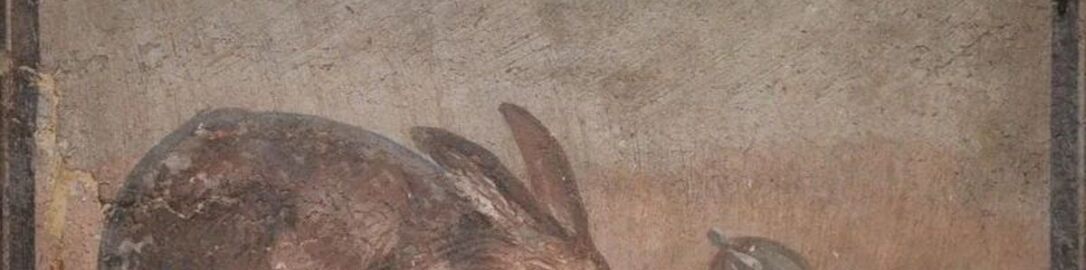 Lovely Roman fresco depicting a rabbit