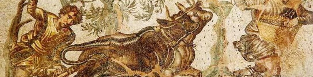 Roman mosaic showing oxen