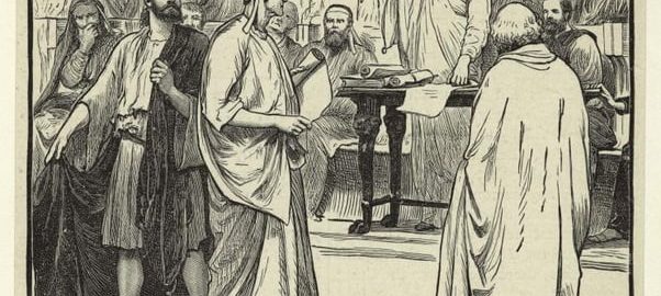 Court scene in old Rome expulsion of the Sophists, 1899, by Paget, Henry Marriott