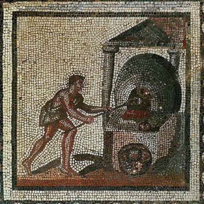 Mosaic showing the baking of bread