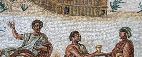 Roman mosaic showing a feast