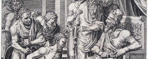 Syagrius, released by the Visigoths, stands before Clovis