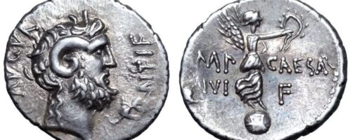 August's coin, minted after the Battle of Actium