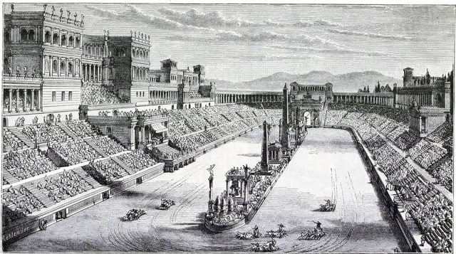 Print showing a chariot race