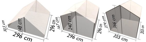 Namioty rzymskie, od lewej: należący do contubernium, centuriona, dowództwa