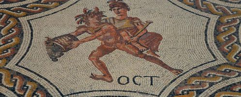 Personification of October on Roman mosaic