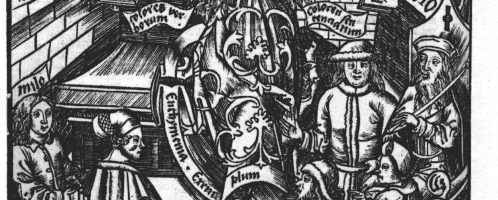 Rhetoric, Woodcut in: Gregor Reich, Margarita Philosophica, Strasbourg 1512
