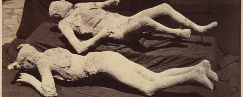 Photograph of casts of bodies from Pompeii