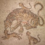 Mosaic showing tigress and cubs
