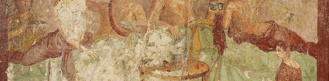 Uczta rzymska na fresku z Pompejów