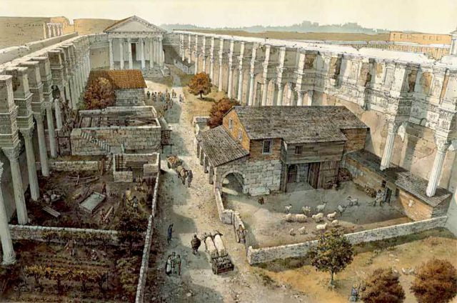 Wizualizacja ukazująca Forum Nerwy w IX wieku