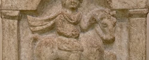 Marble Roman relief depicting cavalaryman