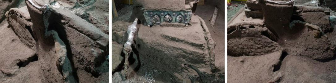 Four-wheeled ceremonial chariot was discovered outside Pompeii walls