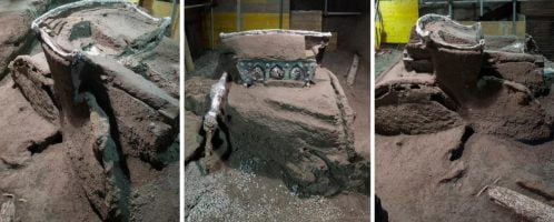 Four-wheeled ceremonial chariot was discovered outside Pompeii walls